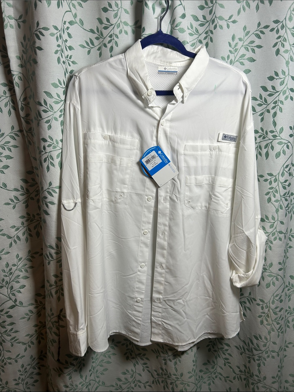 Columbia Men’s White Long-Sleeve Button-Up Performance Shirt